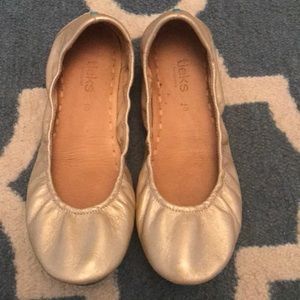 Light Gold Tieks size 10, like new worn once